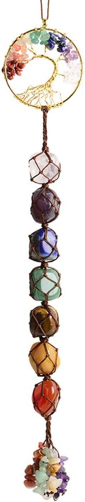 7 Chakra Stone Healing Crystal Tree of Life Wall Hanging Home Interior Decoration,Window Decoration,Yoga Meditation