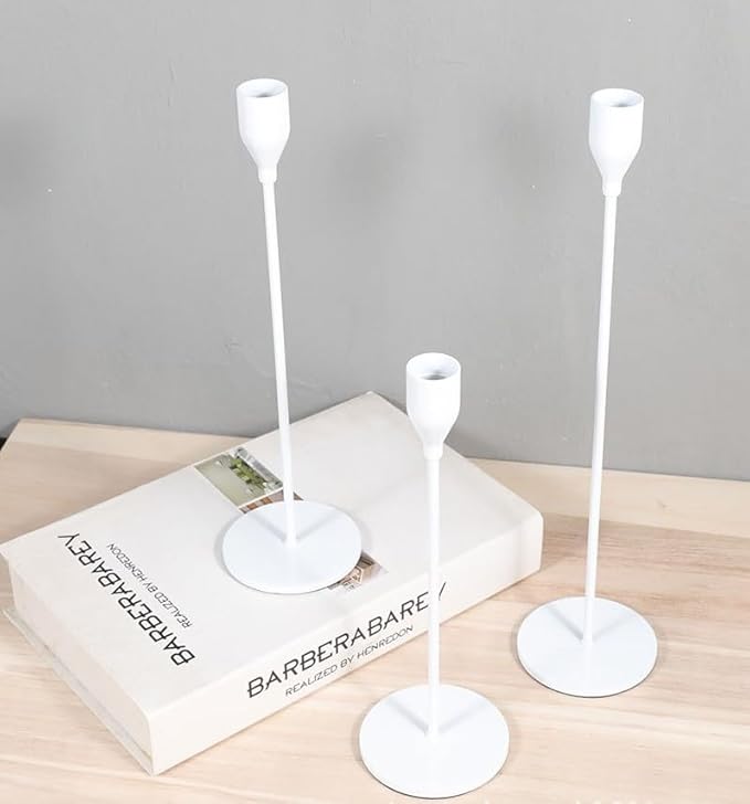 Candlestick Holders Set of 6 Taper Candle Stick Holders, Mantel White Candlestick Holders for 3/4" Taper&Led Candle, Elegant Candle Holder Centerpiece for Wedding/Party/Dinning/Anniversary