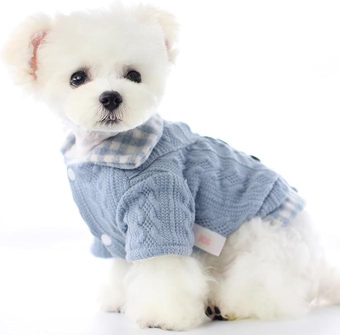 Dog Princess Sweater for Small Dogs Thick Shirt Plaid Clothes Costume Pet Girl Cute Coat Outfits Fall Costumes Winter Dog Sweaters (S,Pink)