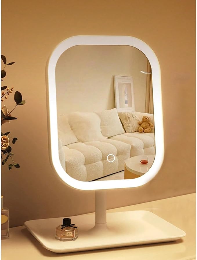 Rechargeable 2400mAh Makeup Mirror,360-degree rotatable Tabletop Vanity Mirrors with Lights,High-Definition led led Vanity Mirrors,Compact Mirror with Light for Women Gifts