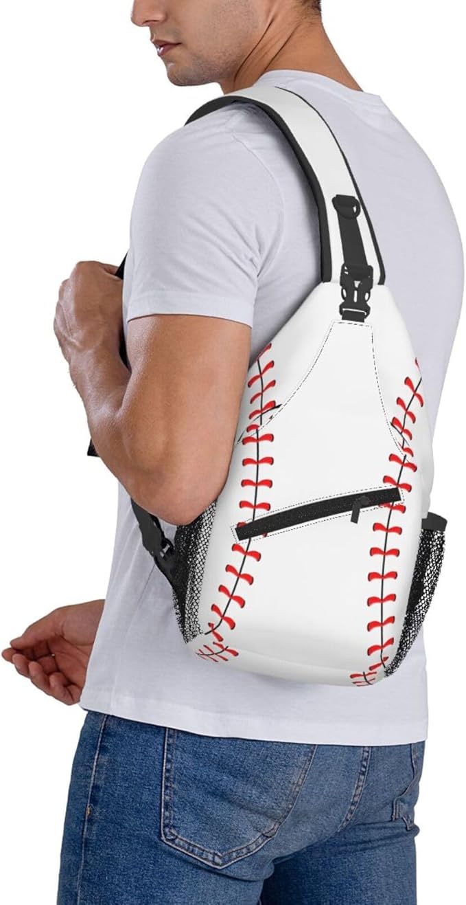 QFXUYNG Baseball Ball Adult Sling Bag Unisex Chest Bags Crossbody Backpack Casual Daypacks Shoulder Bag for Women Men Cycling Hiking Travel