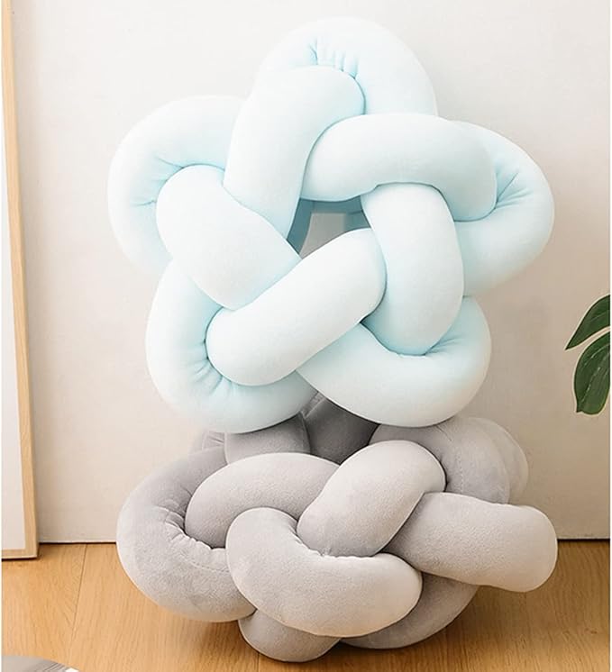 Knot Plush Throw Pillow Kids Handmade Knotted Star Pillow Soft Sofa Lumbar Cushion Stuffed Cushion Home Office Children Room Decor, Emerald Green