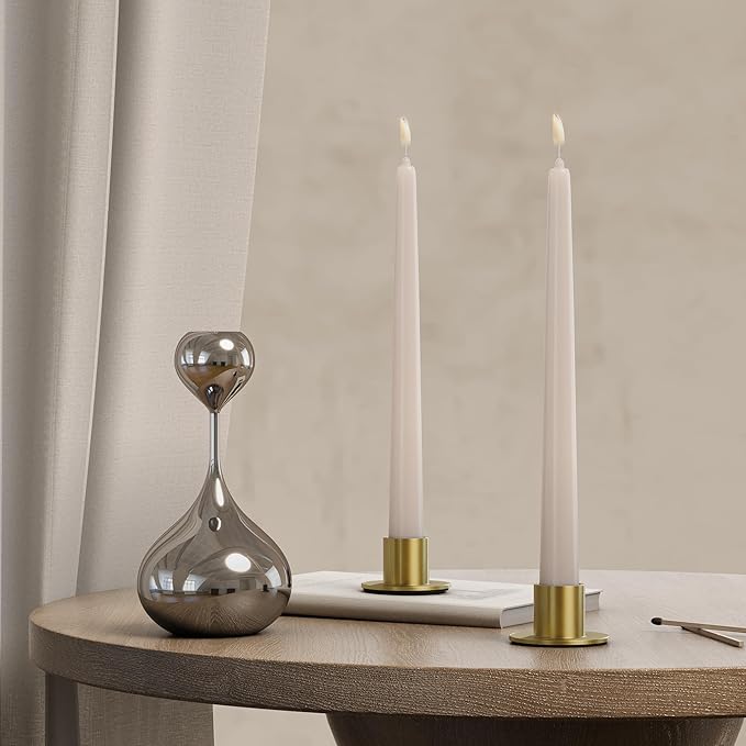 6 Pcs Brass Candle Holder - Elegant Taper Candle Holders, Classic Brass Candlestick Holders for Table Centerpiece, Festive Christmas Mantel Display or Sophisticated Home Decor