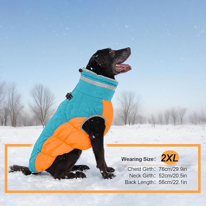 OUOBOB Warm Dog Coats for Small Dogs, Puppy Jacket, Waterproof Dog Jacket with Harness Built in, Zipper Clousure, Fleece Lining for Cold Weather, Small Puppy Clothes for Chihuahua, Maltese - XS