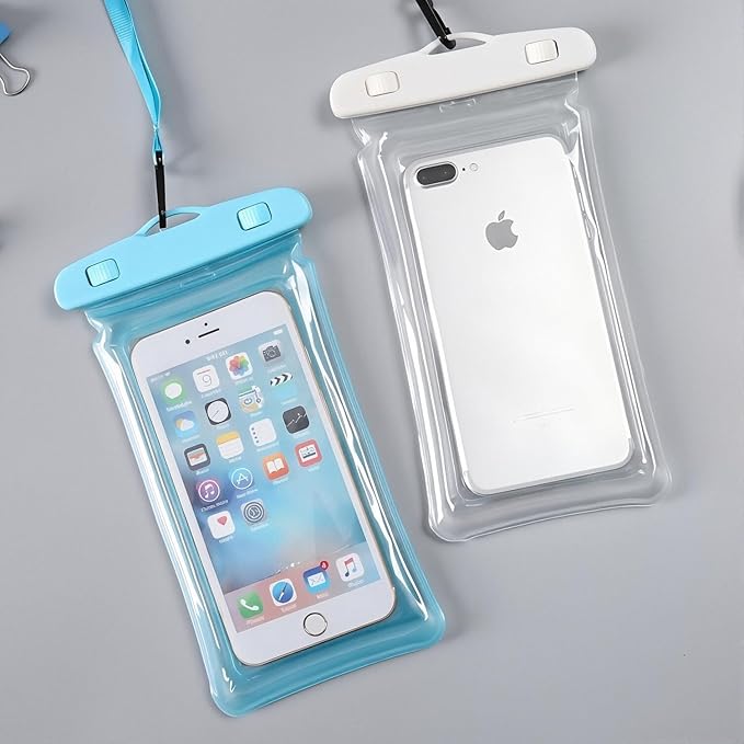 Sriyso Floatable Waterproof Phone Pouch- 7.2in Water Proof Cell Phone Case for Vacation Beach Pool Kayak Cruise Travel Essentials,Dry Bag with Lanyard for Most Models(Blue