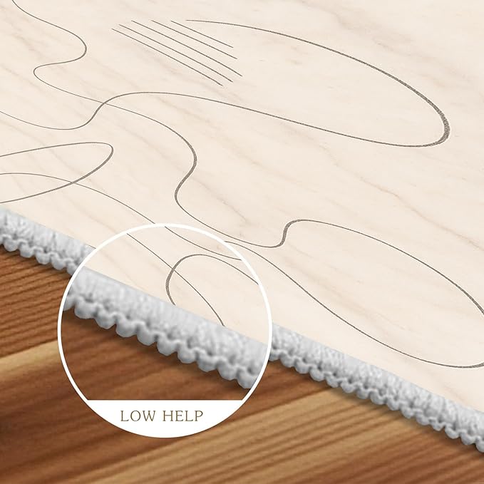 Modern Marble Rug - 6x8 Area Rug, Abstract Line Marble Rugs, Minimalist Geometry Dining Room Rugs, Washable & Non Slip Large Carpet Home Decor