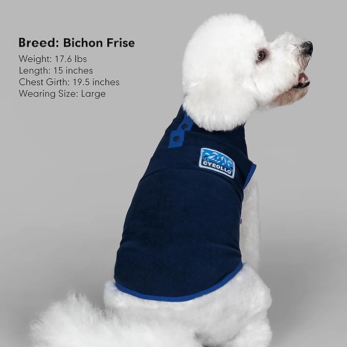 cyeollo Fleece Dog Sweater, Soft Stretchy Fleece Dog Jacket Pullover Turtleneck Dogs Vest Lightweight Coat Warm Winter Pet Clothes, Navy Blue XXL