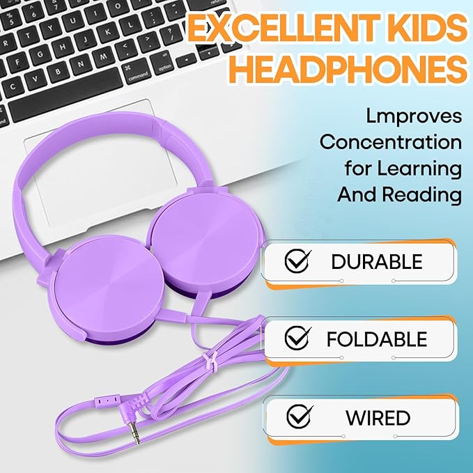 Bulk Headphones 12 Pack for School Classroom Kids K-12, Wholesale Wired Durable Computer Earphones Class Set for Students Children Toddler Teens Boys Girls and Adult (HY450, 12 Mixed)