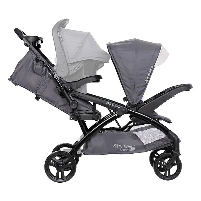 Baby Trend Sit N' Stand Tandem Double Stroller w/ 2 Pack EZ-Lift Plus Infant Car Seats, Magnolia