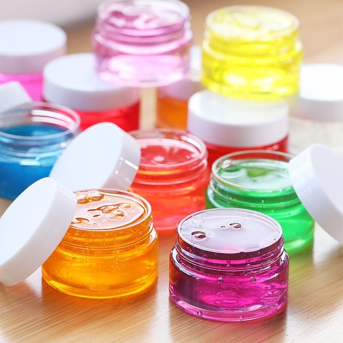 SATINIOR 12 Pack 8 oz Plastic Container Jars with Lids Round Clear Travel Cosmetic Container Jars for Toiletries, Lotion, Cream, Ointments, Makeup, Rhinestone, Samples, Kitchen Storage(White)