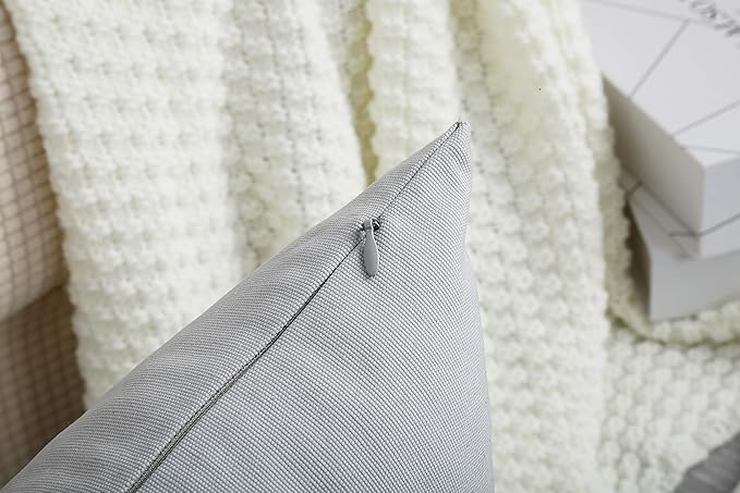 TangDepot Handmade Decorative Solid 100% Cotton Canvas Throw Pillow Covers/Pillow Shams, (12"x18", Gray Stone)