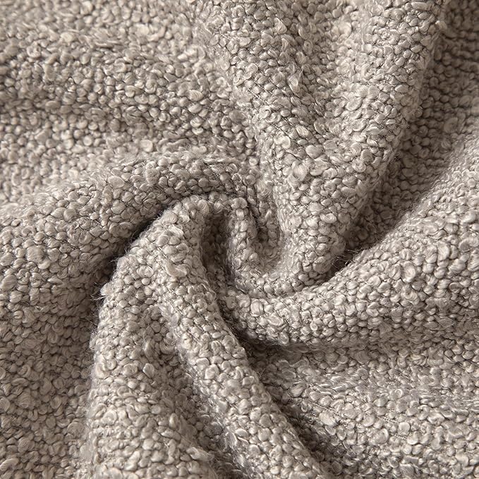 JUSPURBET 12x20 Throw Pillow Covers Set of 2 Decorative Pillow Covers for Couch Sofa Bed Cozy Boucle Textured Lumbar Cushion Covers Cases with Invisible Zipper for Living Room Home Decor,Gray
