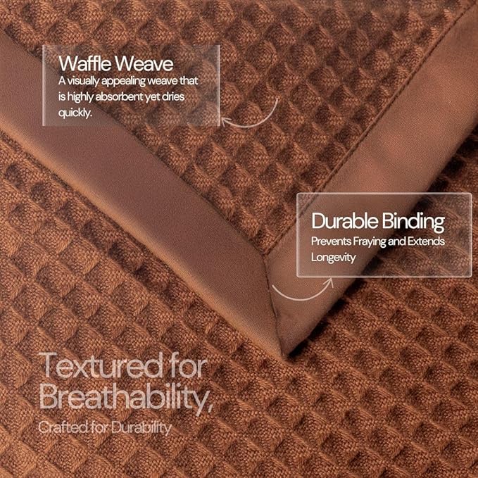 Salt Earth GOTS Certified 100% Organic Cotton Throw Blanket, 60"x80" Waffle Blankets & Throws for Bed, Throw Blanket for Couch, Cozy Christmas Blankets and Throws for Christmas Gifts (Potting Soil)