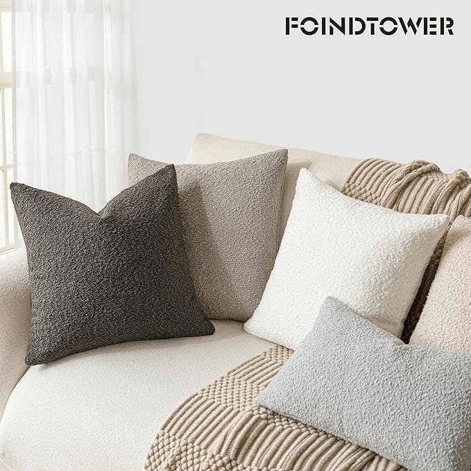 Foindtower Decorative Textured Boucle Throw Pillow Covers Accent Solid Pillow Cases Neutral Long Body Lumbar Couch Cushion Case for Chair Sofa Bedroom Living Room Home Decor 14x36 Inch,1PC,Dark Brown