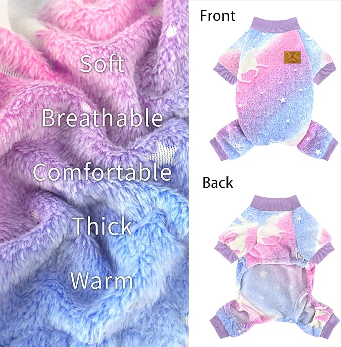 XPUDAC Dog Sweater Glows in The Dark Fleece Pajamas for Small Medium Dogs Girl Boy Puppy Clothes for Halloween Christmas Winter(Small)