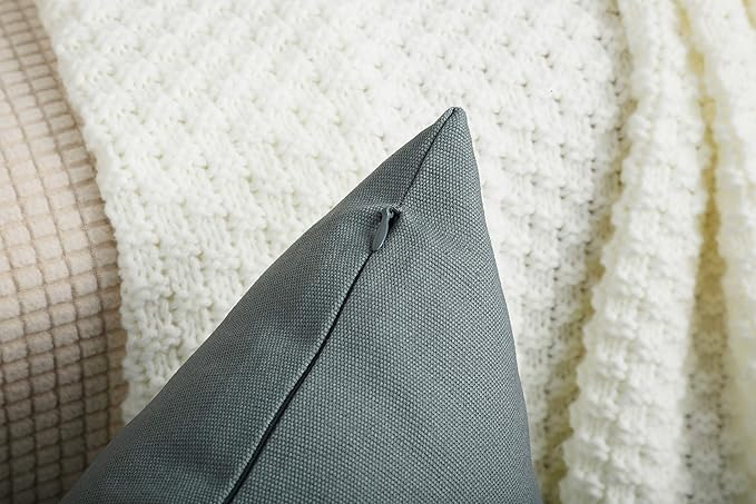TangDepot Handmade Decorative Solid 100% Cotton Canvas Throw Pillow Covers/Pillow Shams, (24" x24" , Steel Grey, 1 Count (Pack of 1))