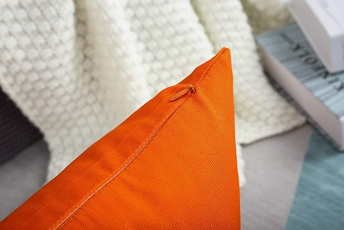 TangDepot Handmade Decorative Solid 100% Cotton Canvas Throw Pillow Covers/Cushion Covers, 45 Colors Available - (20"x20" 2 Pieces, Orange), 2 Count (Pack of 1)