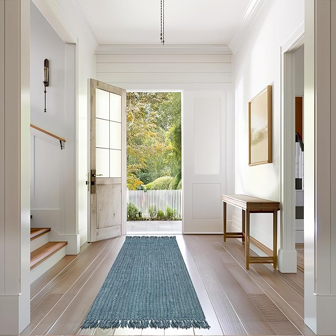 Nuloom Daniela Blue, 8'6" x 11'6", Handmade, Jute, Tassel, Soft and Textured, High Traffic, Stain Resistant, Easy Clean, Durable Area Rug for Bedroom, Living Room, Dining Space, Foyer, Entryway