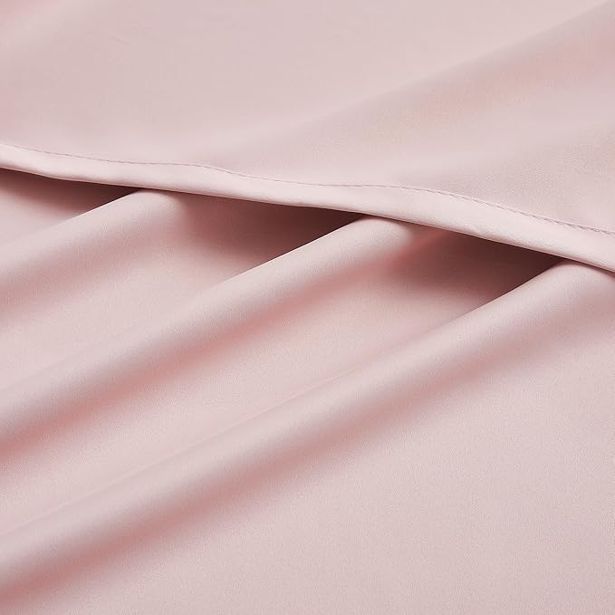 DUALIFE Blackout Curtains Baby Pink 90 Inch Length - Bedroom Black Out Drapery Room Darkening for Nursery Thermal Insulated Grommet Curtain Panel Pair 52 x 90 Inches Long, 2 Panels