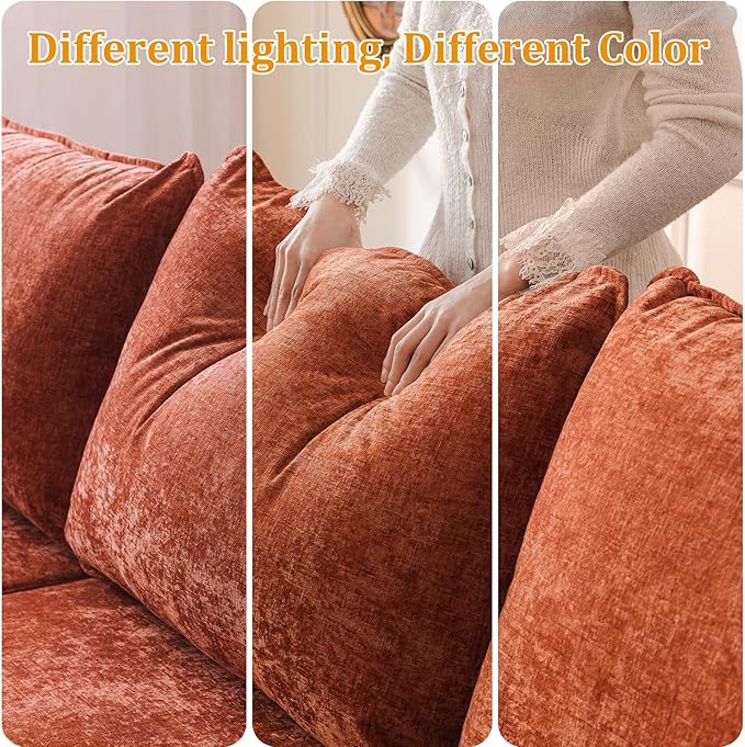 73'' Loveseat Sofa with Seats Storage, Modular Sectional Sofa with Deep Seat,Oversized Comfy Love Seat with 7.8'' Cushion,Couch for Living Room,Bedroom,Chenille,Orange