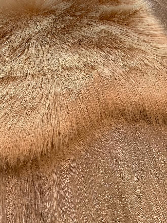 LAMBZY Faux Sheepskin Super Soft Hypoallergenic Silky Shag Bear Rug for Living Room, Kids Room, Sofa (2'x3', Beige)