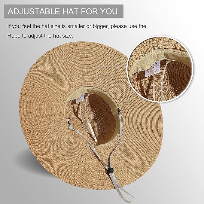 Lanzom Womens Wide Brim Straw Hat Big Floppy Foldable Roll up Cap Beach Sun Hat UPF 50+