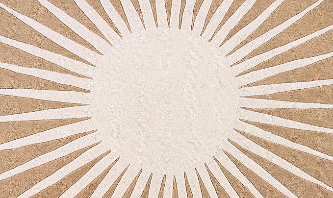 Modern Round Area Rug – Hand-Tufted with 100% NZ Wool, Thick & Soft Circular Carpet for Living Room, Bedroom & Dining Room Decor (Warm Natural, 6' Round)