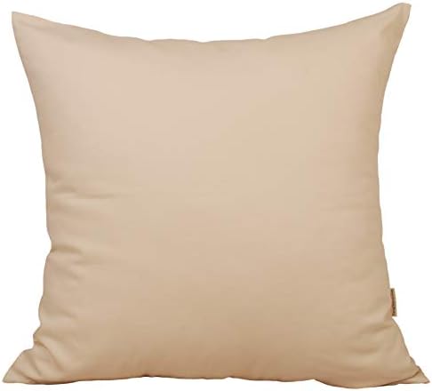 TangDepot Handmade Decorative Solid 100% Cotton Canvas Throw Pillow Covers/Pillow Shams, (24" x24" , Cream, 1 Count (Pack of 1))