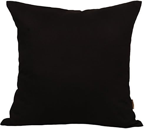 TangDepot Handmade Decorative Solid 100% Cotton Canvas Throw Pillow Covers/Pillow Shams, (20"x20", Black)