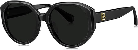 BOLON Women Lady Trendy Elegant Round Polarized Sunglasses BL3130 Ginza 55mm, Exclusive Eyewear Brand of EssilorLuxottica