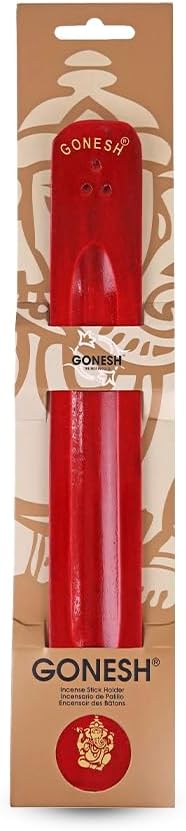 Gonesh - Incense Holder - Modern Home Decor - Wood Incense Burner - Red - 10” x 1.25”