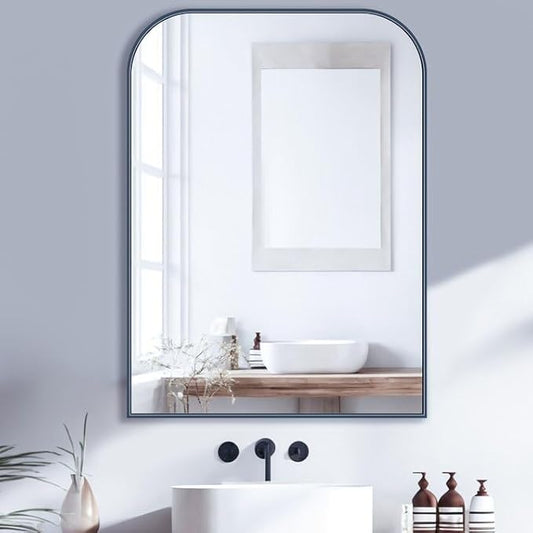 Bathroom Mirror, Wall Mirrors, Black Metal Framed Wall-Mounted Mirrors, Bathroom Vanity Mirror for Over Sink, Living Room, Bedroom, Entryway, 22x30 Inch, Black