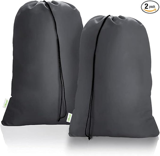 OTraki 2 Pack Laundry Bag Extra Large 28x45 Inch Drawstrings Laundry Hamper Liner Storage Bag XL Dirty Clothes Organizer Heavy Duty Laundry Bag for Home, Travel, Camping (Grey)
