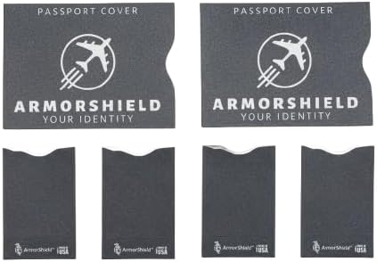 RFID Blocking Sleeves 6-Piece Travel Protection Set – 2 Passport Covers + 4 Credit Card Protector – Slim, Water-Resistant, Tearproof, Identity Theft Protection, ArmorShield Your Identity Made in USA