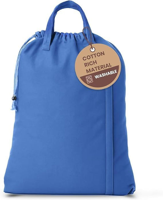 LFH Home Large Premium Cotton Canvas Laundry Bag with Drawstring and Handles Heavy Duty, Multi-Use, and Washable for Home, Travel, College or Storage 20x30 (Pack of 4)-Sky Blue