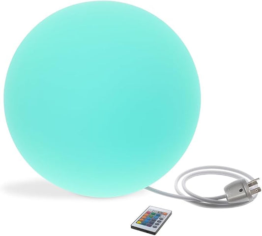 Modern Home Color-Changing LED Glow Ball - 16-Color Remote-Controlled Light Sphere w/Power Cord – Indoor/Outdoor Ambient Mood Lighting, Waterproof, Plug-in (20")