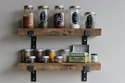 Urban Legacy Accent Shelves | Reclaimed Barn Plank | Set of 2 with Full Brackets (Natural 24" x 7" x 2")