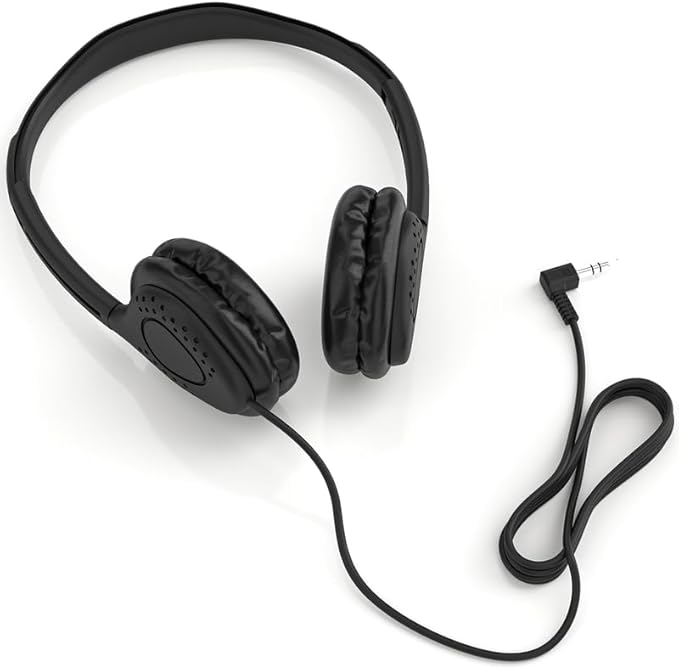 Maeline Kids Headphones for School Classroom K-12, Library, Museum, Travel, On Ear Stereo Headset with Adjustable Band & Faux Leather Cushions - 3.5mm Plug - 40 Pack - Black