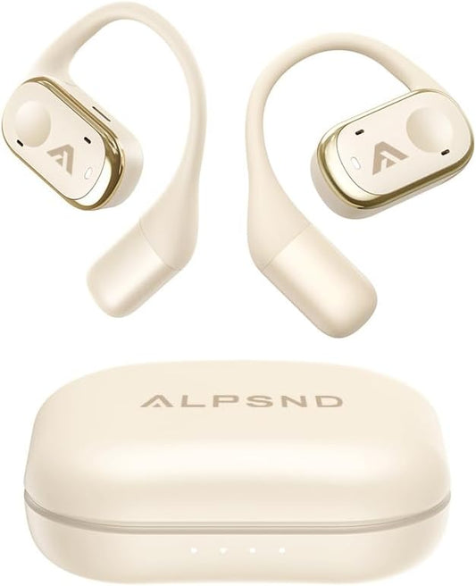 Joy Open-Ear Headphones, Over-Ear, Around-Ear Earhook Wireless Earbuds, Sports Fit for Running & Workouts, ENC Clear Calls, HD Sound, App EQ, Bluetooth 5.4, 40H Battery, IPX4 Sweatproof (Beige)
