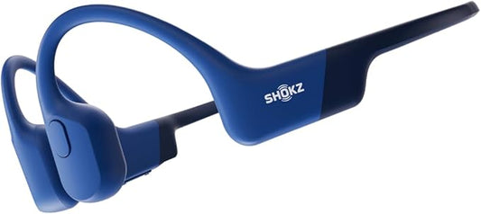 SHOKZ OpenRun, Bone Conduction Headphones,Open-Ear Bluetooth Wireless Sport Headphones for Running & Workout,Sweat Resistant, Long 8H Playtime,Mic,Hair Band-Standard-Blue