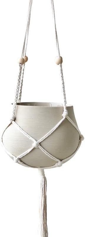 Macrame Ceramic Hanging Planter, Large Macrame Hanging Plant Pot, Macramé Hanger with Ceramic Planter, Boho Planter & Home Decor