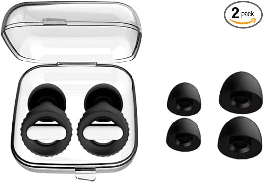 Ear Plugs for Sleeping,30db Noise Reducing Earplugs with 8 Eartips and Carry Case,Reusable earplugs for Sleep,Focus,Snoring,Shooting,Motorcycle,Airplanes,Musicians. (White, L-M-S-XS)