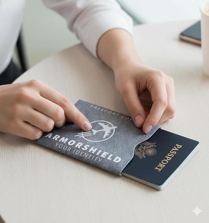 RFID Blocking Sleeves 6-Piece Travel Protection Set – 2 Passport Covers + 4 Credit Card Protector – Slim, Water-Resistant, Tearproof, Identity Theft Protection, ArmorShield Your Identity Made in USA