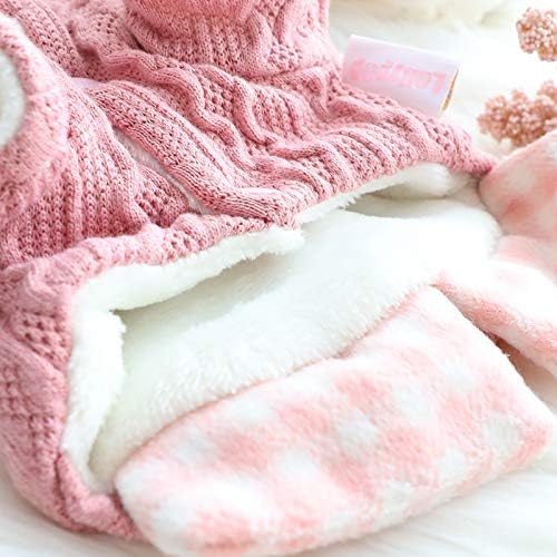 Dog Princess Sweater for Small Dogs Thick Shirt Plaid Clothes Costume Pet Girl Cute Coat Outfits Fall Costumes Winter Dog Sweaters (L,Pink)