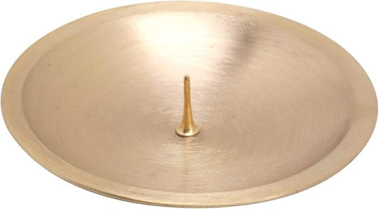 Brass Candle Coaster with Thorn 3.14 Inch Diameter, Matte Gold Handmade Round Candle Holder Plate, Decorative Candle Base