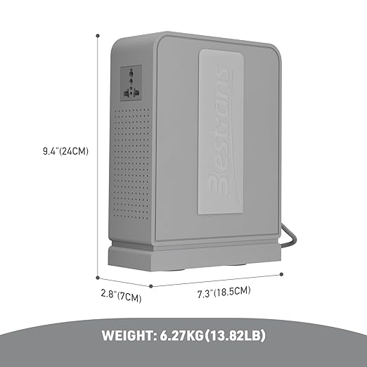 2000W Step Up Transformer 110v to 220v Converter, Heavy Duty Voltage Converter 110v to 220v with Dual Outlets, Overload Protection & Ultra-Quiet Design for Home Appliances, Light Grey