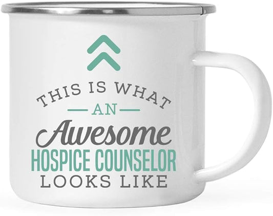 Andaz Press 11oz. Stainless Steel Campfire Coffee Mug Gift, This is What an Awesome Hospice Counselor Looks Like, 1-Pack, Birthday Gift Ideas Coworker Him Her, Includes Gift Box