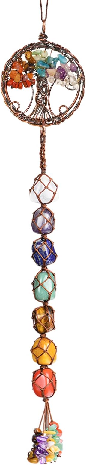 Anjiucc Handmade Crystal Window Car Hanging Ornaments 7 Chakra Home Ornament Yoga Meditation Car Decoration（A-Style 11）