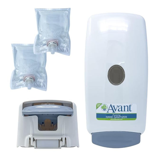 Avant Foaming Hand Sanitizer, Fragrance-Free, 1000 mL Pouches, 2-Pack with Bonus Manual Dispenser