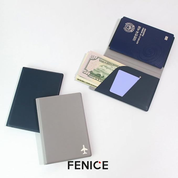 Fenice Plain Simple Passport Cover Holder Wallet Case for Travel Essential RFID Blocking Vegan Leather Waterproof (PINK)